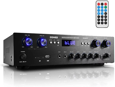 Donner Bluetooth 5.0 Stereo Audio Amplifier Receiver, 4 Channel