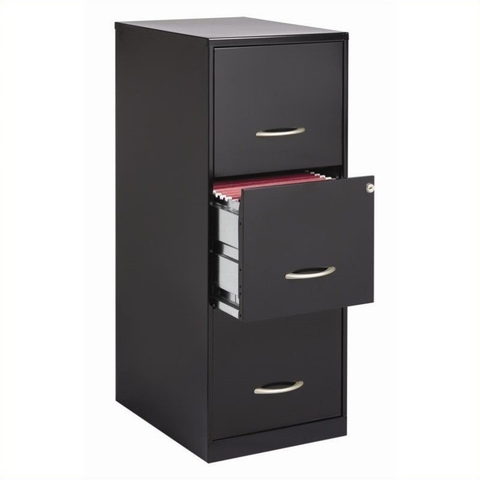 3 Drawer Vertical File Cabinet with Lock Black