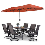 8 PCS Patio Dining Set with 13ft Patio Umbrella