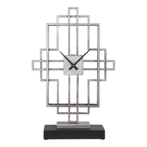 Tabletop Clock in Antique Silver