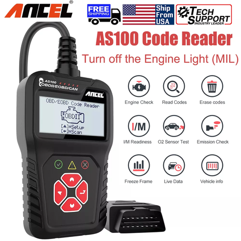 ANCEL AS100 OBD2 Scanner Car OBDII Diagnostic Tool Obd Code Reader