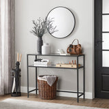 Console Table, Glass Table, Entryway Table with 2 Shelves, Steel Frame