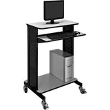 Mobile Computer Workstation & Standing Desk With Keyboard & Mouse Tray