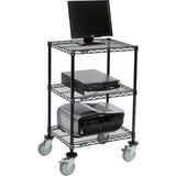 3-Shelf Chrome Wire Shelf Mobile Printer Stand, 24"W x 18"D x 39"H