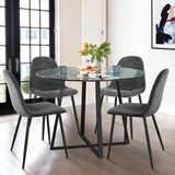 Seibold Luxury 5 Pieces Glass Round Dining Table Set
