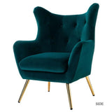 Tufted Accent Wingback Chair with Golden Base