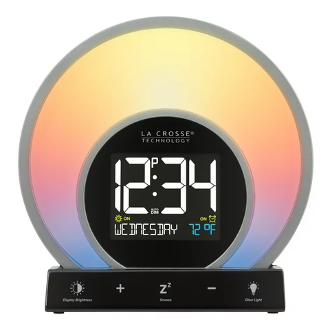 Soluna-S Light Sunrise Black LCD Alarm Clock with Temp. and USB Port, W74146-Int