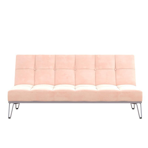 Novogratz Elle Futon Convertible Sofa Bed and Couch in Pink