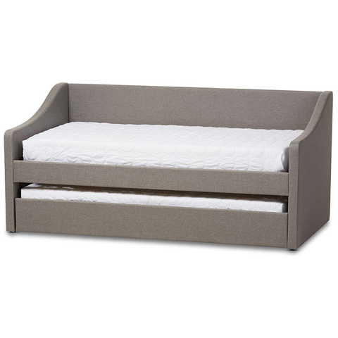 Upholstered Daybed with Trundle in Gray