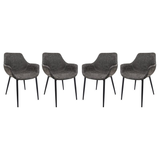 Markley Leather Dining Armchair Metal Legs Set of 4