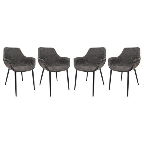 Markley Leather Dining Armchair Metal Legs Set of 4