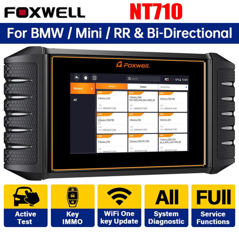 Foxwell NT710 Full System OBD2 Scanner Bi-Directional Test Code Reader ABS Oil EPB Full Reset Diagnostic Tool for BMW/MINI