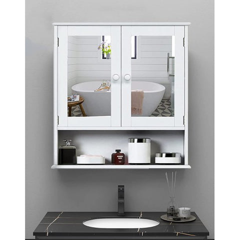 Wall Cabinet, Bathroom Medicine Cabinet with Double Mirror Doors