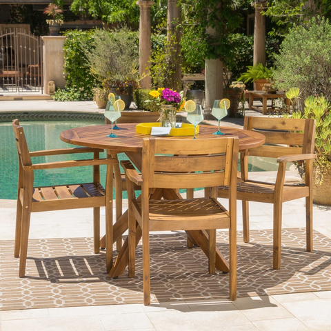 Stamford Outdoor 5-piece Wood Dining Set