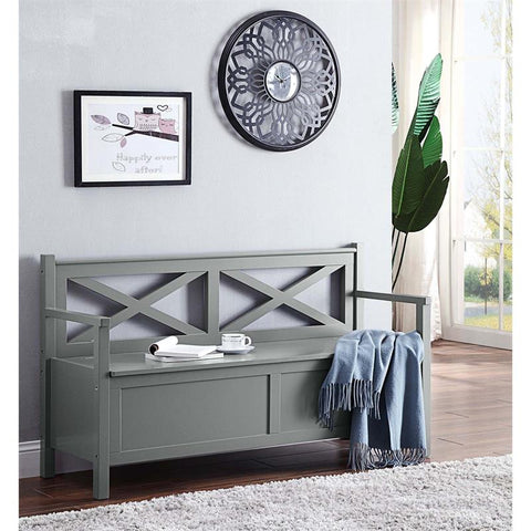 Oxford Storage Bench in Gray Wood Finish