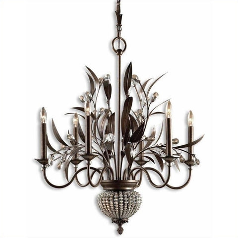 6+2 Light Chandelier in Golden Bronze