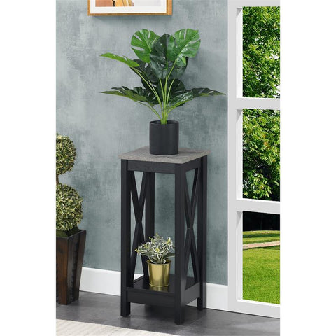 Oxford Plant Stand in Black Wood Finish with Gray Top