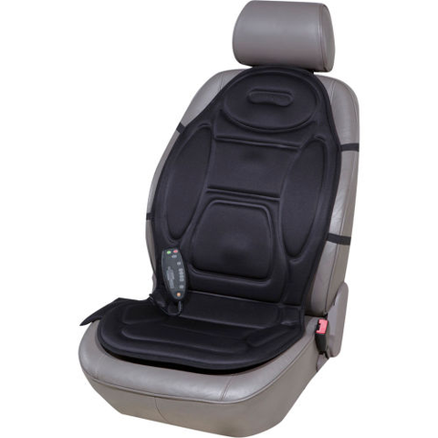 10-Motor Massage Seat Cushion with Heat and Extra Foam - Black