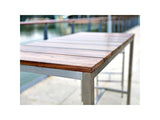 Stone Indoor/Outdoor Bar Table, Recycling teak wood and brushed stainless steel Base
