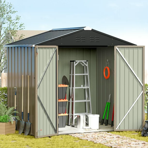 Patio Metal Shed, Lockable Garden Shed for Outdoor Backyard Patio Storage