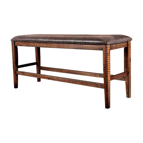 Beverly Solid Wood Counter Height Bench in Dark Oak