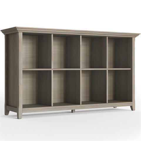 Transitional Solid Wood 8 Cube Bookcase in Distressed Gray