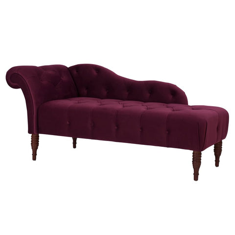 Tufted Roll Arm Chaise Lounge in Burgundy