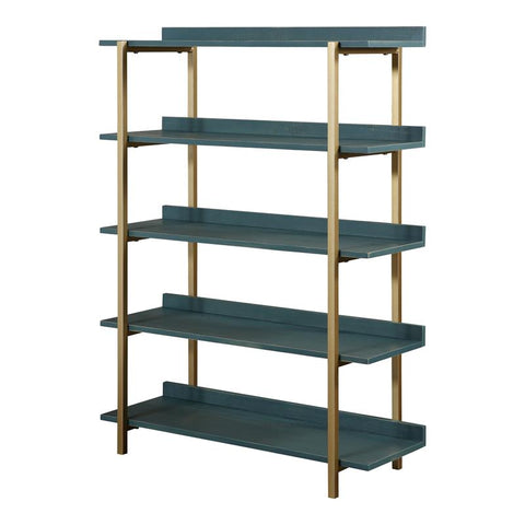 Teviot Wood 5-Tier Bookshelf in Antique Blue and Gold