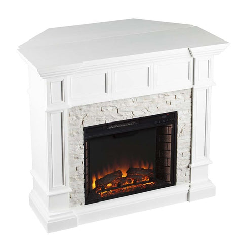 Southern Enterprises Merrimack Corner Electric Fireplace in White