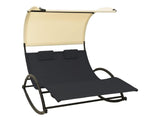 Double Sun Lounger with Canopy Textilene