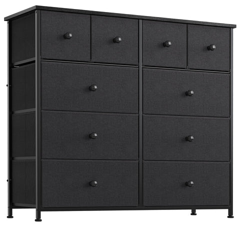 REAHOME 10 Drawer Dresser for Bedroom Fabric Storage Tower Black Dresser