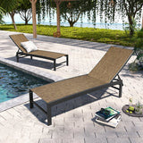 Earth Patio Outdoor Chairs Aluminum Adjustable Lounge Chaise (Set of 2)