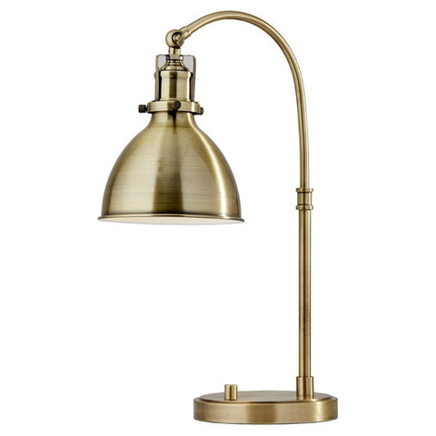 Metal Desk Lamp in Antique Brass