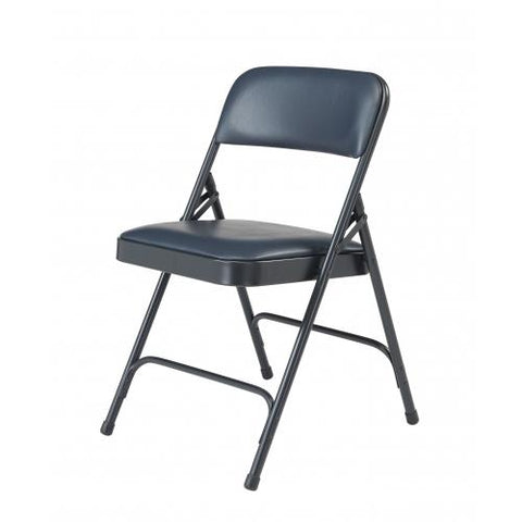 National Public Seating NPS 1200 Series Premium Vinyl Upholstered Double Hinge Folding Chair, Dark Midnight Blue, Pack of 4