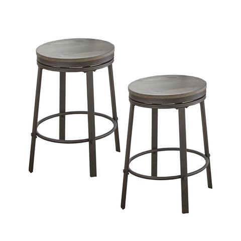 24" Metal Swivel Counter Stool in Gray