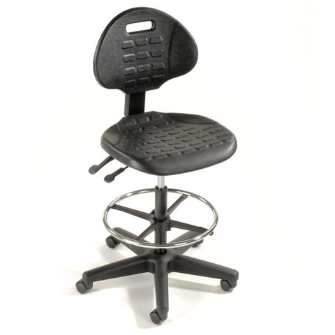 Interion® Ergonomic Stool - Polyurethane - 5 Way Adjustment - Black