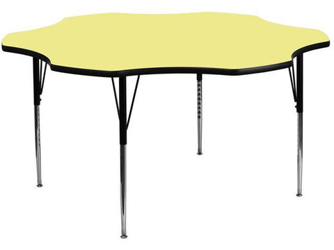 60'' Flower Yellow Thermal Laminate Activity Table - Standard Height Adjustable Legs
