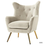 Tufted Accent Wingback Chair with Golden Base