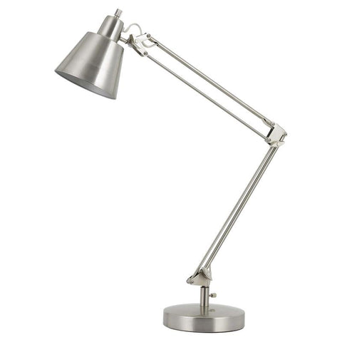 7" Durable Metal Desk Lamp with Head Swivels in Silver