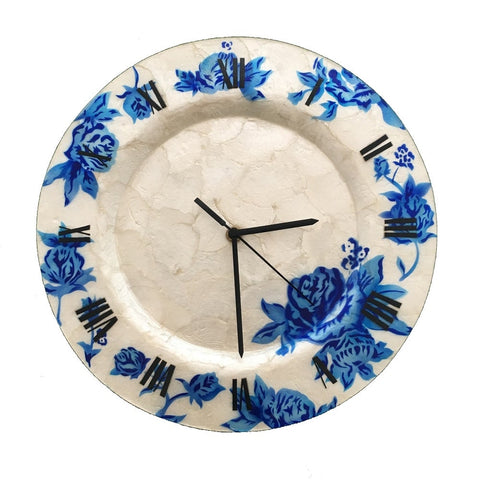 Handmade Blue Floral Clock