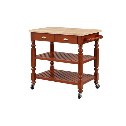 Wood Kitchen Cart in Dark Cherry