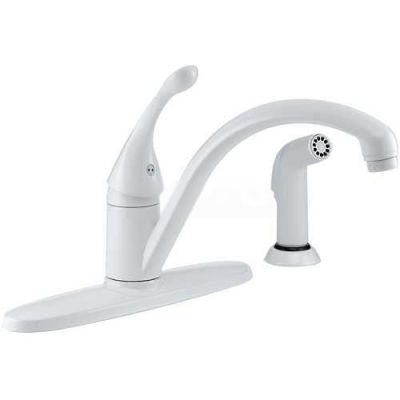 Delta 440-WH-DST, Classic Single Handle Kitchen Faucet W/Spray, White