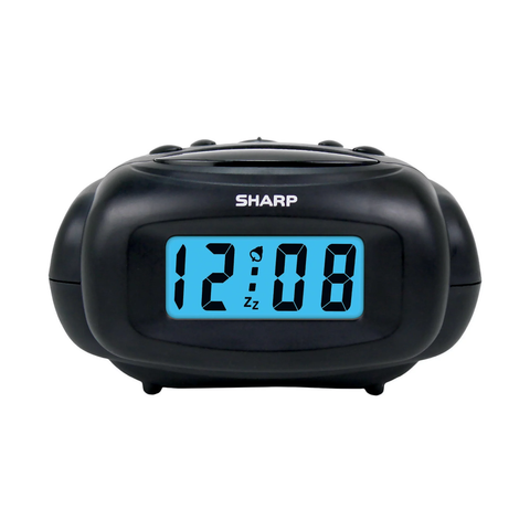 Sharp LCD Digital Alarm Clock, Black, SPC500A