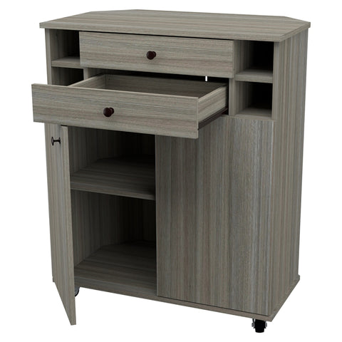 Engineered Wood Buffet Corner Storage Cabinet with 2 Drawers in Gray