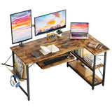 Bestier 55 inch Corner L-Shaped Desk with Keyboard Tray Home Office Desk