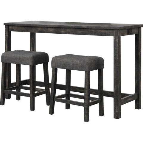 3 Piece Rectangular Wood Bar Set in Gray
