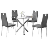 5-Piece Faux Leather Round Glass Dinette Set