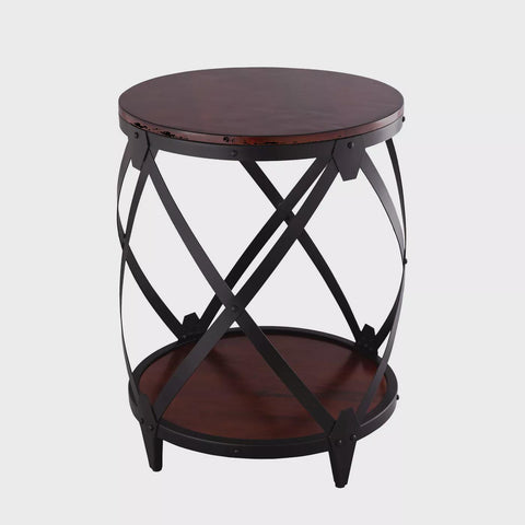 Rubino Drum End Table Brown/Black - Carolina Chair & Table