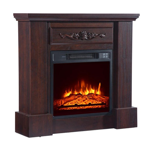 ZOKOP 1400W Traditional Freestanding Electric Fireplace Wooden cabinet Fireplace, Brown