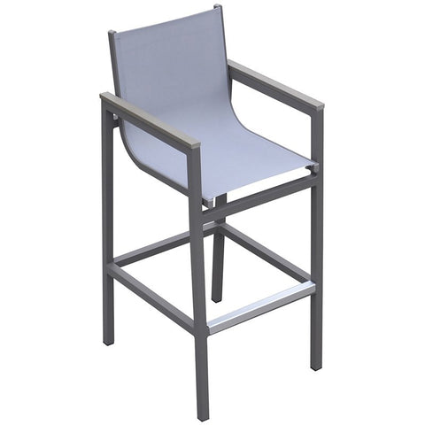 Modern Aluminum 31" Patio Bar Stool in Gray